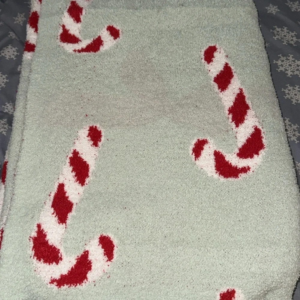 Mint green Candy cane Christmas throw blanket